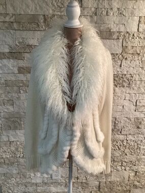 La Siene Shaggy Mongolian-Style Faux Fur Cardigan